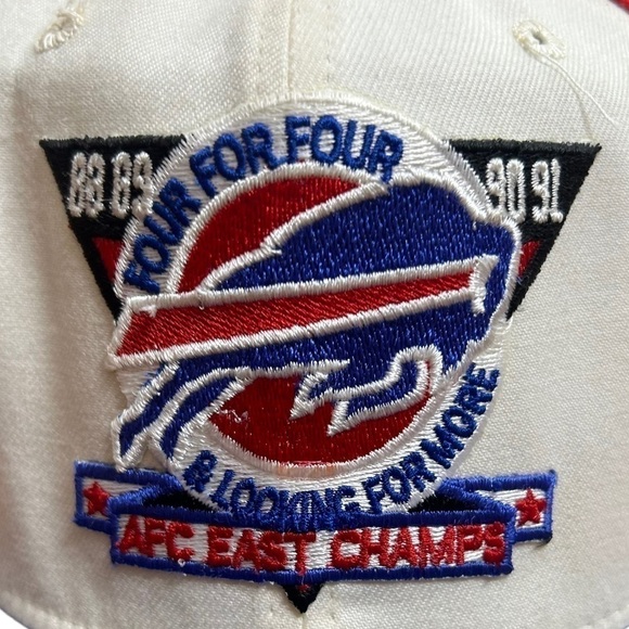 Vintage Buffalo Bills 4 for 4 AFC East Champs 1991 New Era Snapback Hat - Picture 2 of 7